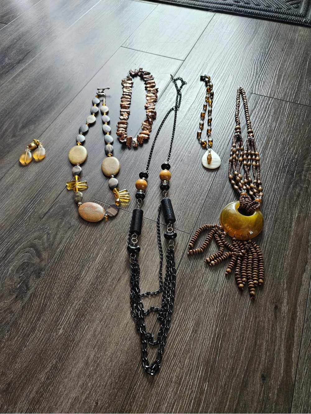 Boho Chic Statement Jewelry Lot: 5 Necklaces & Earring Set